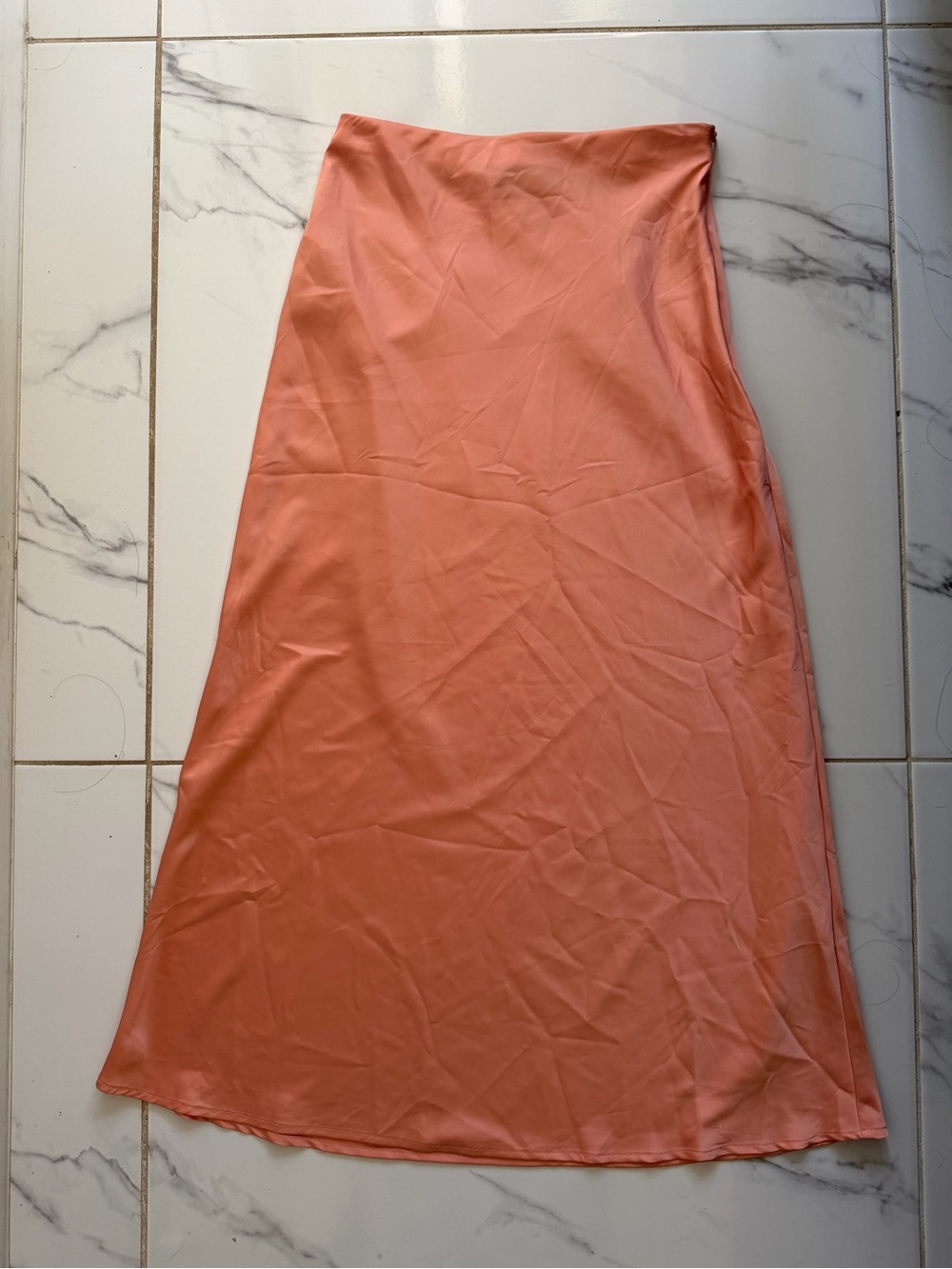 Forever 21 Coral Satin A-Line Skirt